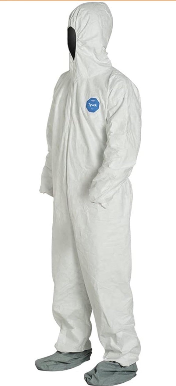 DuPont Tyvek 400 TY122S Disposable Protective Coverall Hood, Boots Size L qty 25