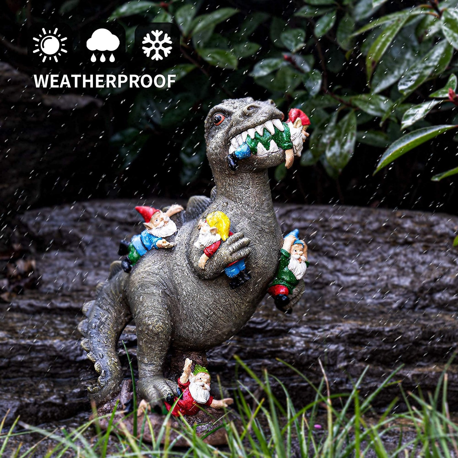 SOWSUN Garden Gnomes Statues Yard Decorations Outdoor Garden Decor, 14� Dinosaur