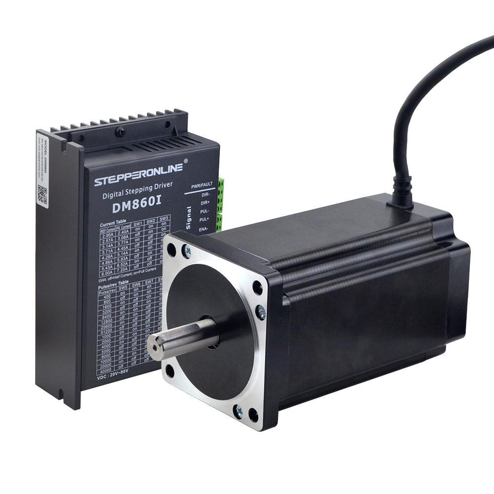 STEPPERONLINE Nema 34 Stepper Motor 8.2Nm(850oz.in) 6A φ14mm &Driver DM860I Kit