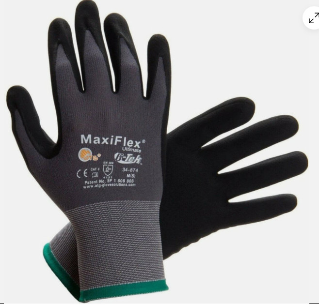 5 PAIR SMALL 34-874 MaxiFlex Ultimate Foam Nitrile Grip Coated PROTECTIVE GLOVES