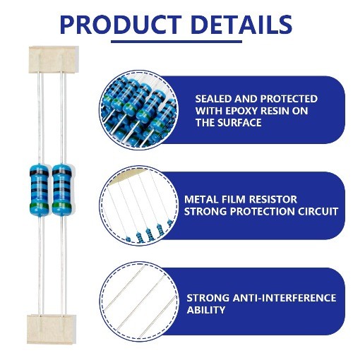 50 Pcs 1W 1 560 Ohm Metal Film Resistor Resistance DIY Project E Color: 50 pcs