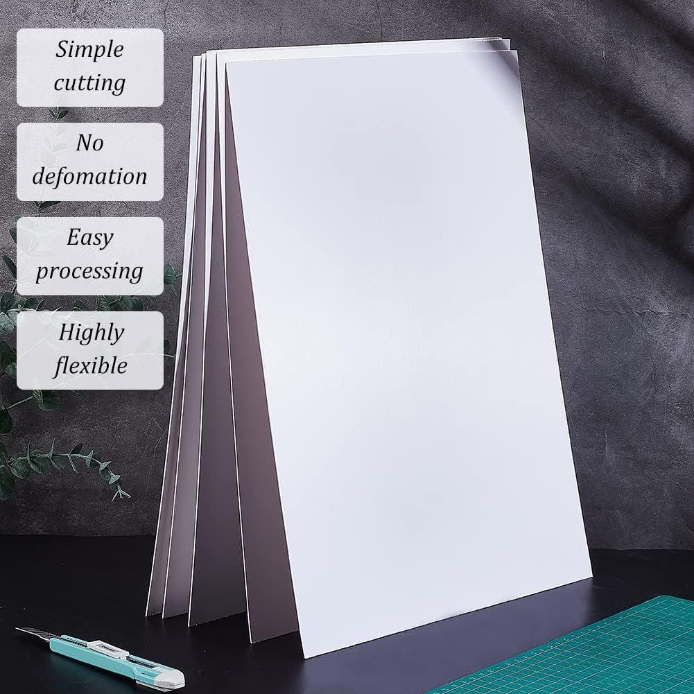 5 Pcs 1mm 11.8×15.7 Inch White PVC Foam Sheet Expanded PVC for Crafts DIY