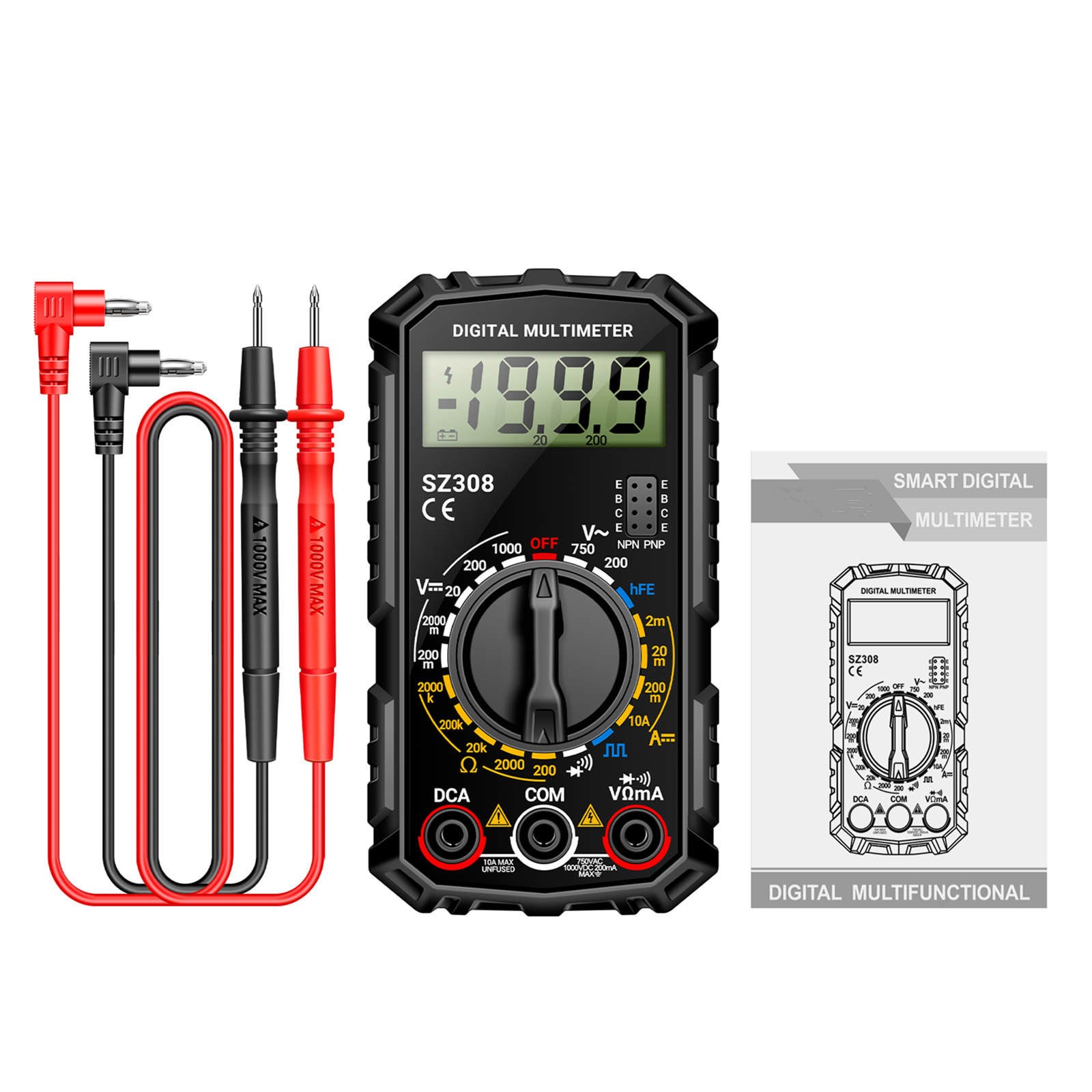Auto Manual Multimeter for DC AC Voltage Current Resistance Diode Wave Output