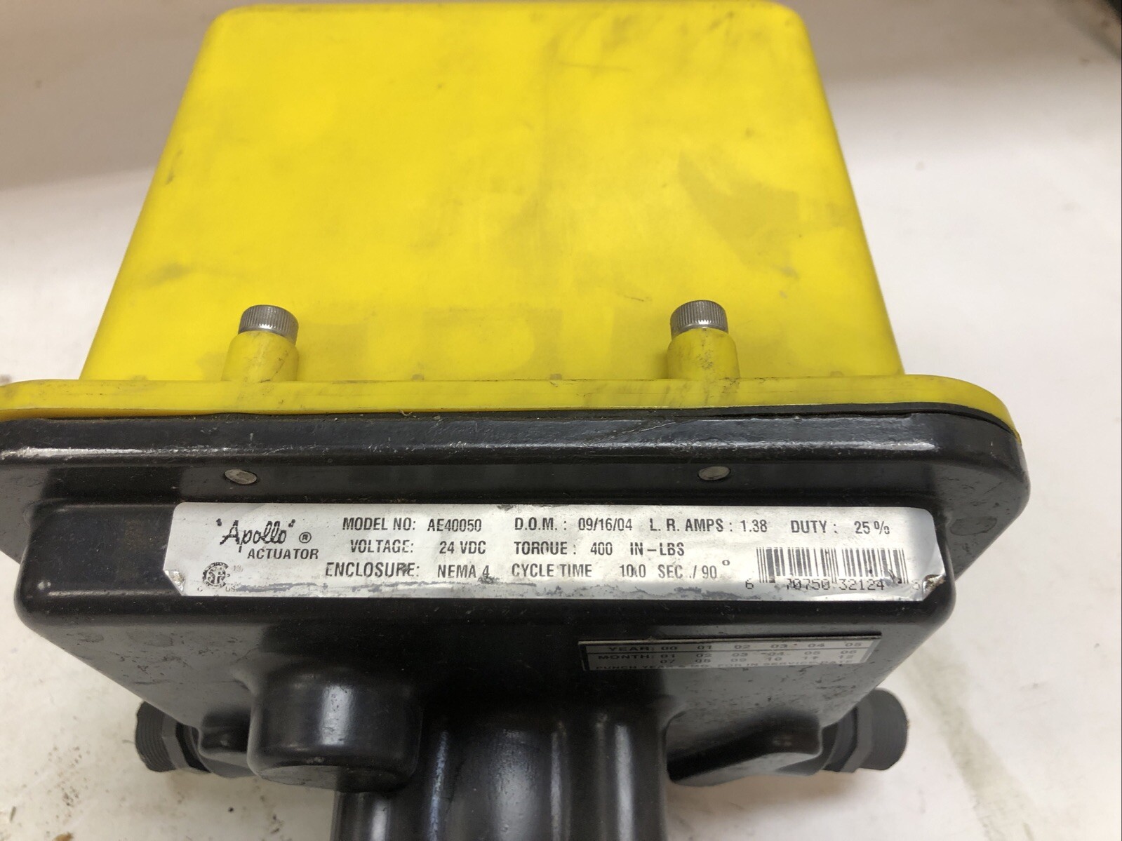 1 USED APOLLO ACTUATOR AE40010, 24VDC NEMA 4,TORQUE 400 IN-LBS, 1.38 AMPS