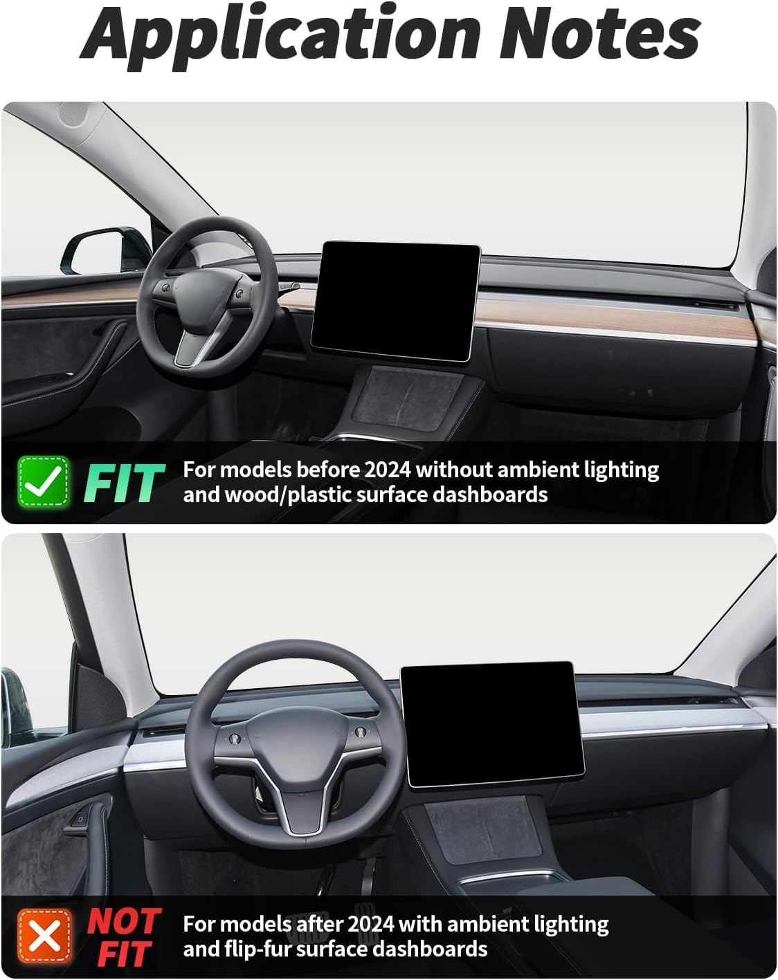 Tesla 3 & Y Dashboard Cover Wrap and Front Door Inner Armrest Panel Cover Trim