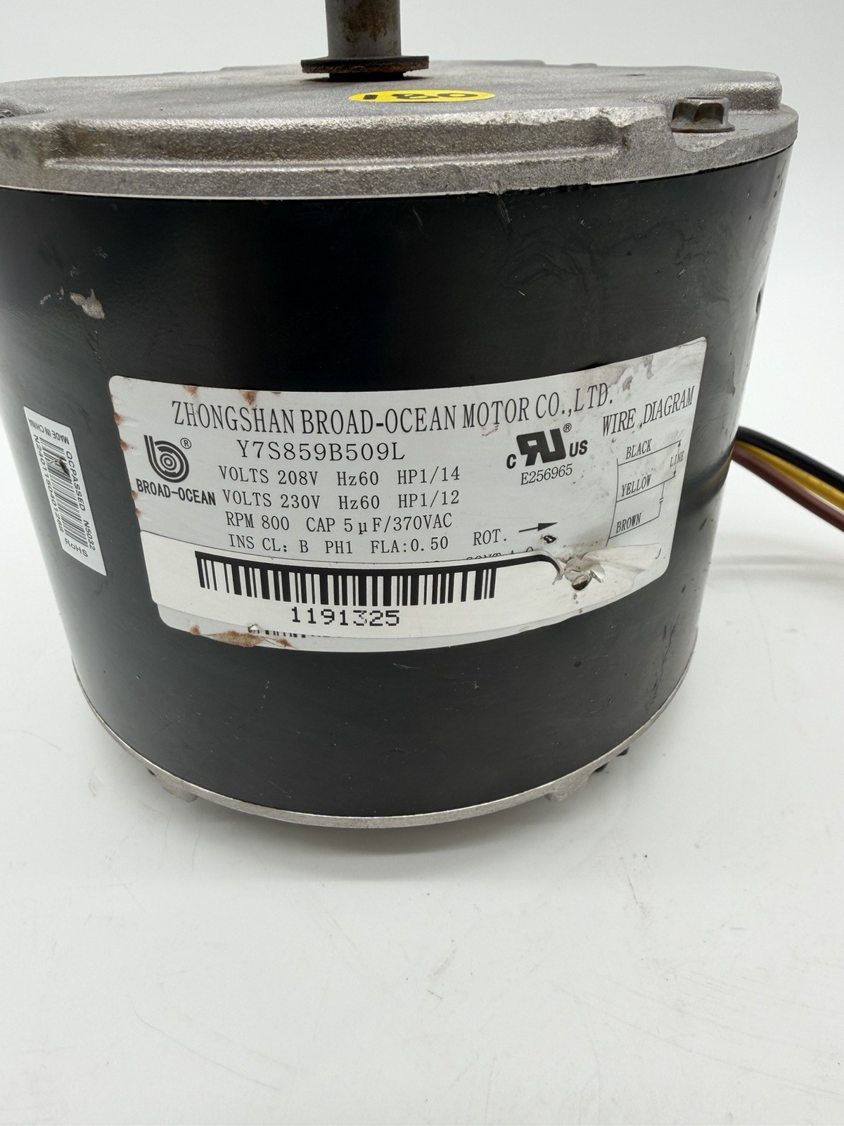 Zhongshan Broad-Ocean Y7S859B509L Condenser Motor 1/12 HP@ 230V 800RPM HB32GQ230
