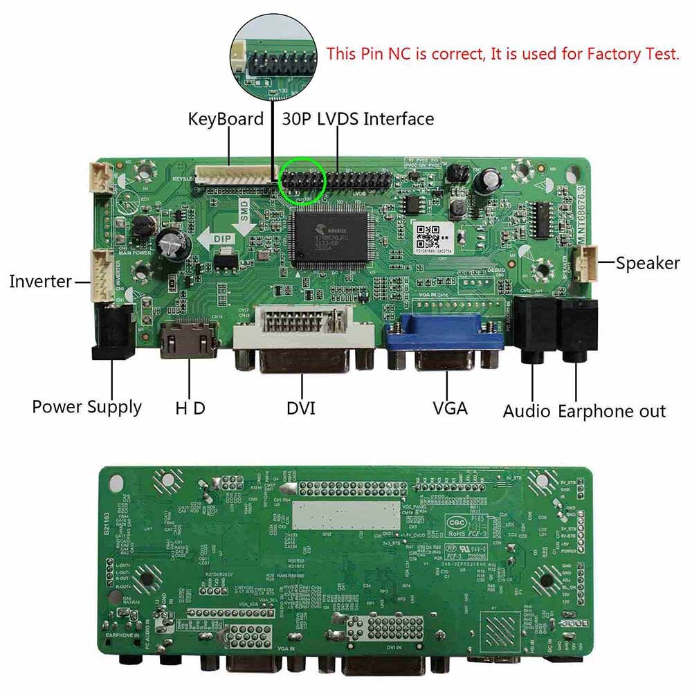 DVI VGA HDMI LCD Controller Board With 12.1″ LQ121S1LG73 800X600 LCD Screen
