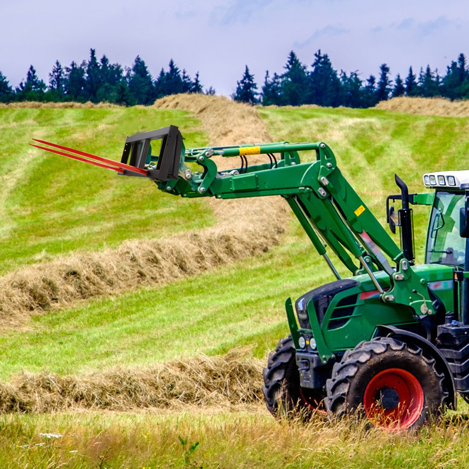 VEVOR 49″ Hay Spear Bale Spears Skid Steer Loader Tractor Attachment 3000lbs
