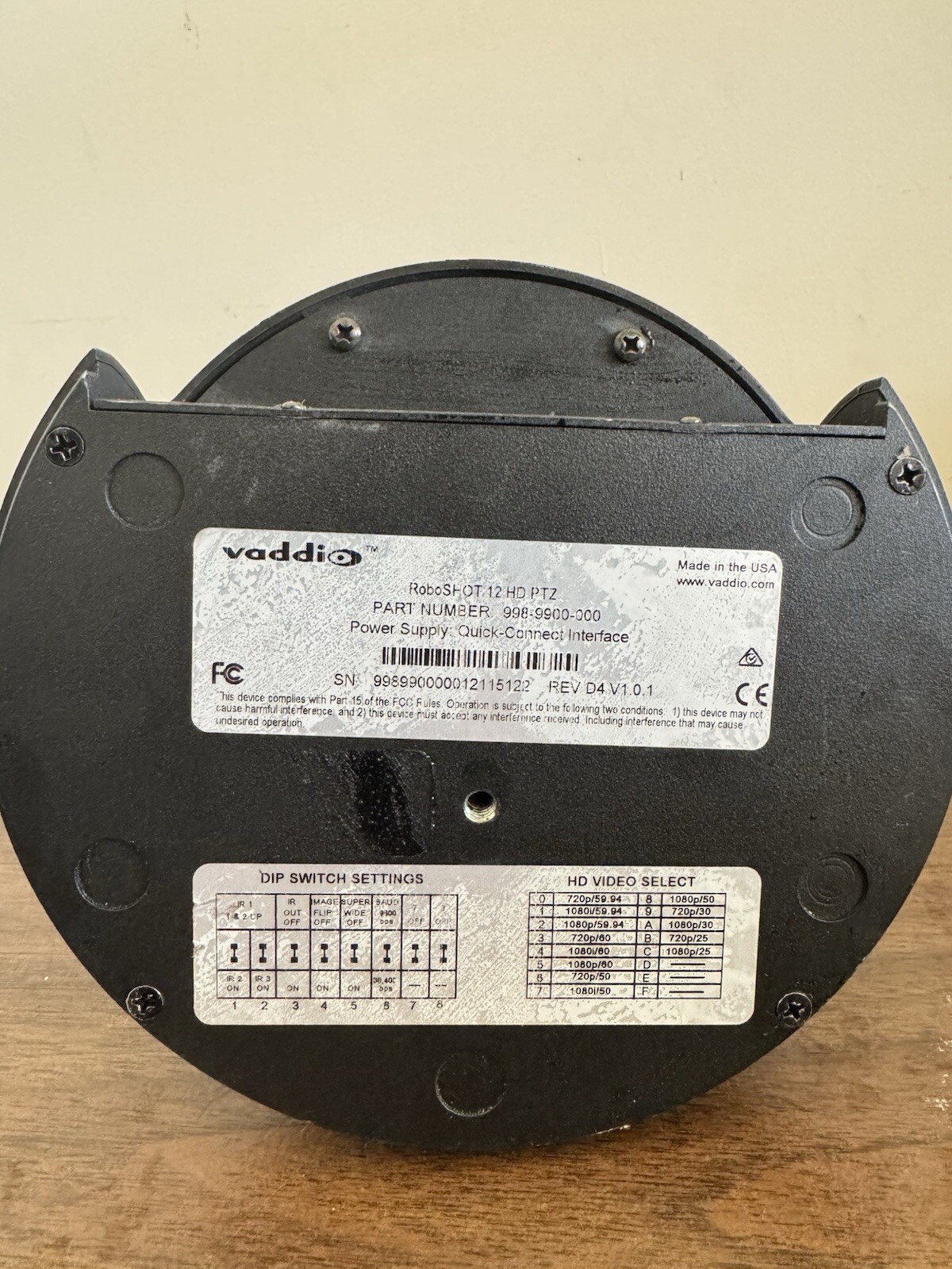 Vaddio RoboSHOT 12 HD PTZ Video Conference Camera 998-9900-000 No Remote AS-IS