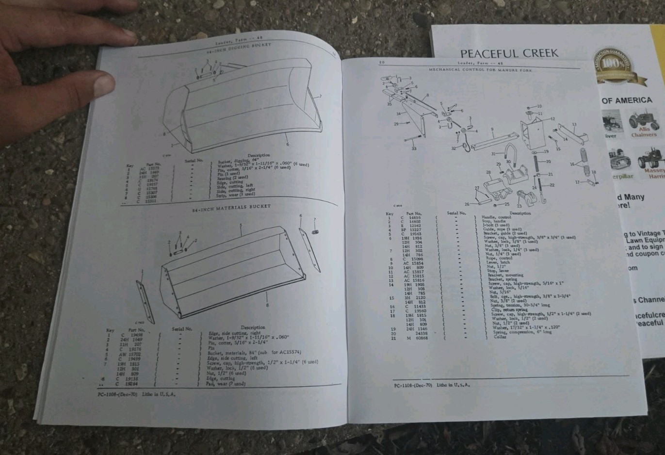 Peaceful Creek Service Operators & Parts Manual John Deere 48 Farm Loader