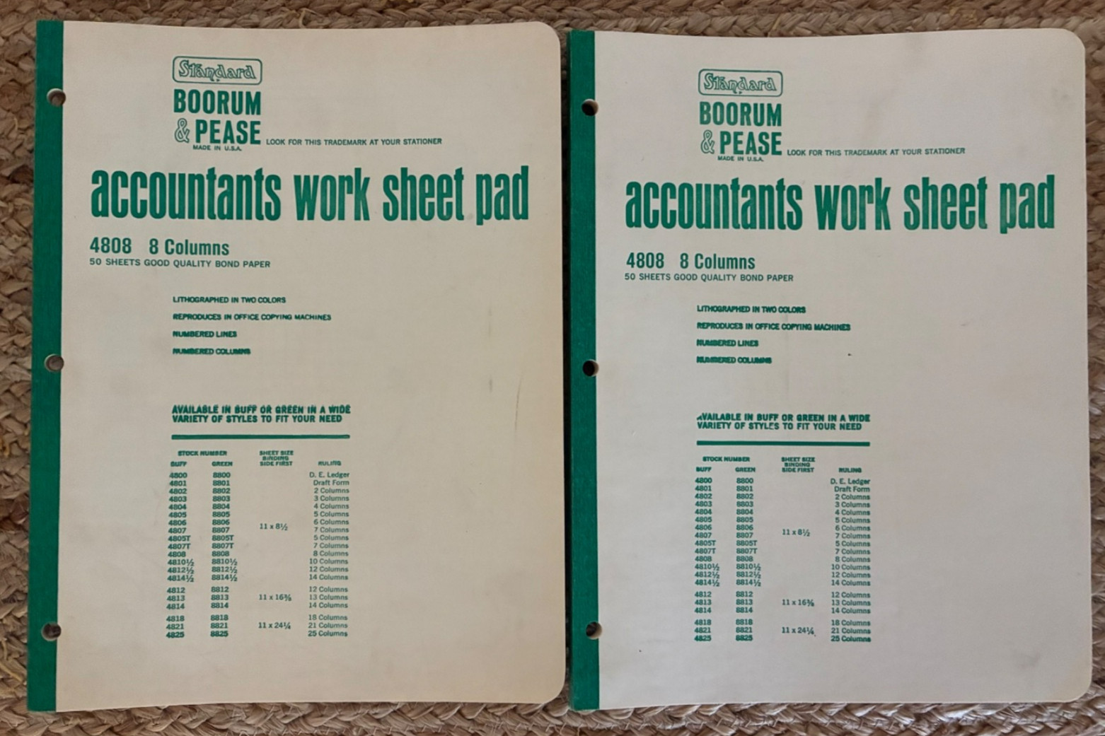 Vintage Boorum & Pease Accountant Work Sheet Pads Lot 2 NOS Unused 4808 8 Column