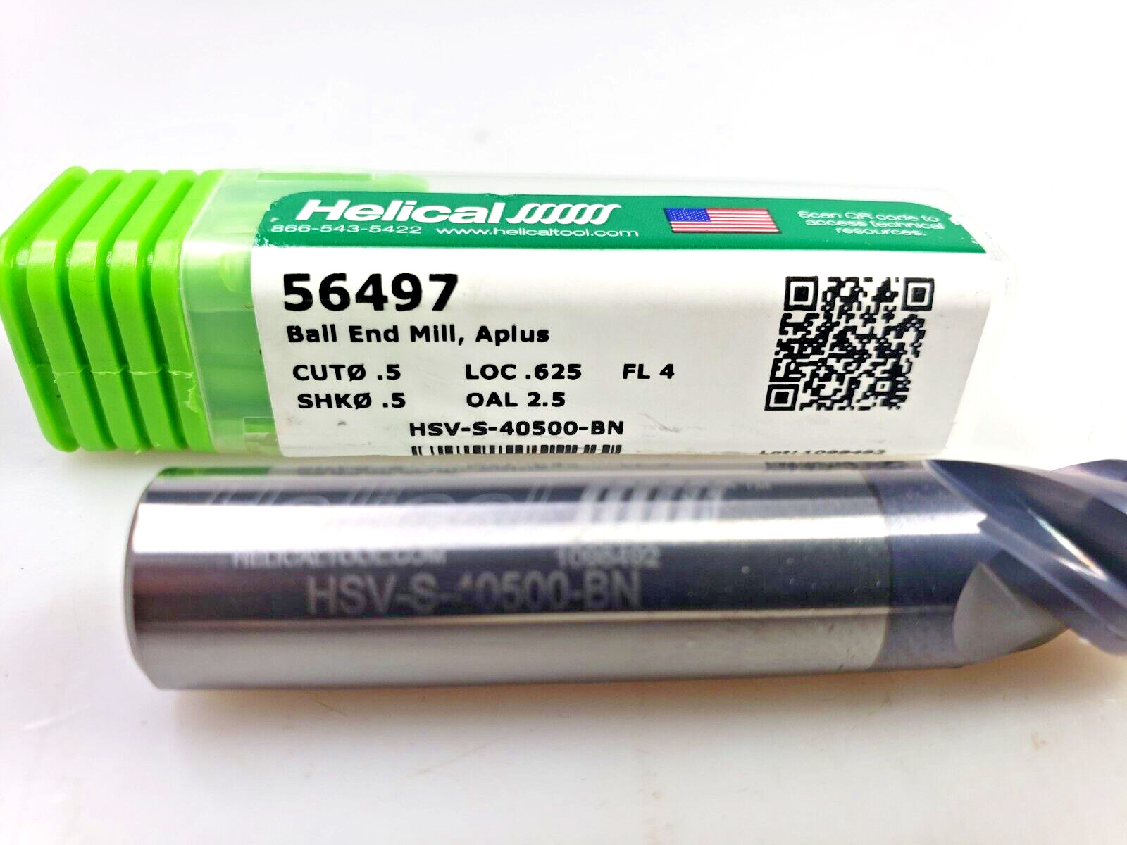Helical 1/2″ x 1/2 x 5/8 x 2-1/2 Solid Carbide Ball Nose End Mill A-Plus 56497
