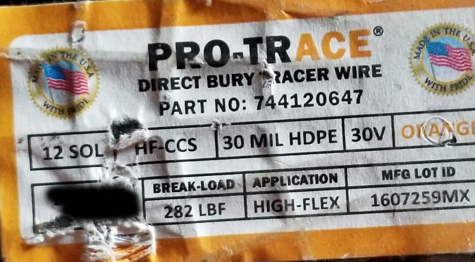 Pro Trace HF-CCS PE30 12awg High Flex Open Trench CCS Tracer Wire Orange /100ft