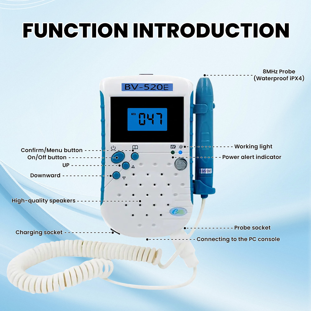 Handheld Vascular Doppler, 8.0MHz Blood Flow Velocity Meter, Portable