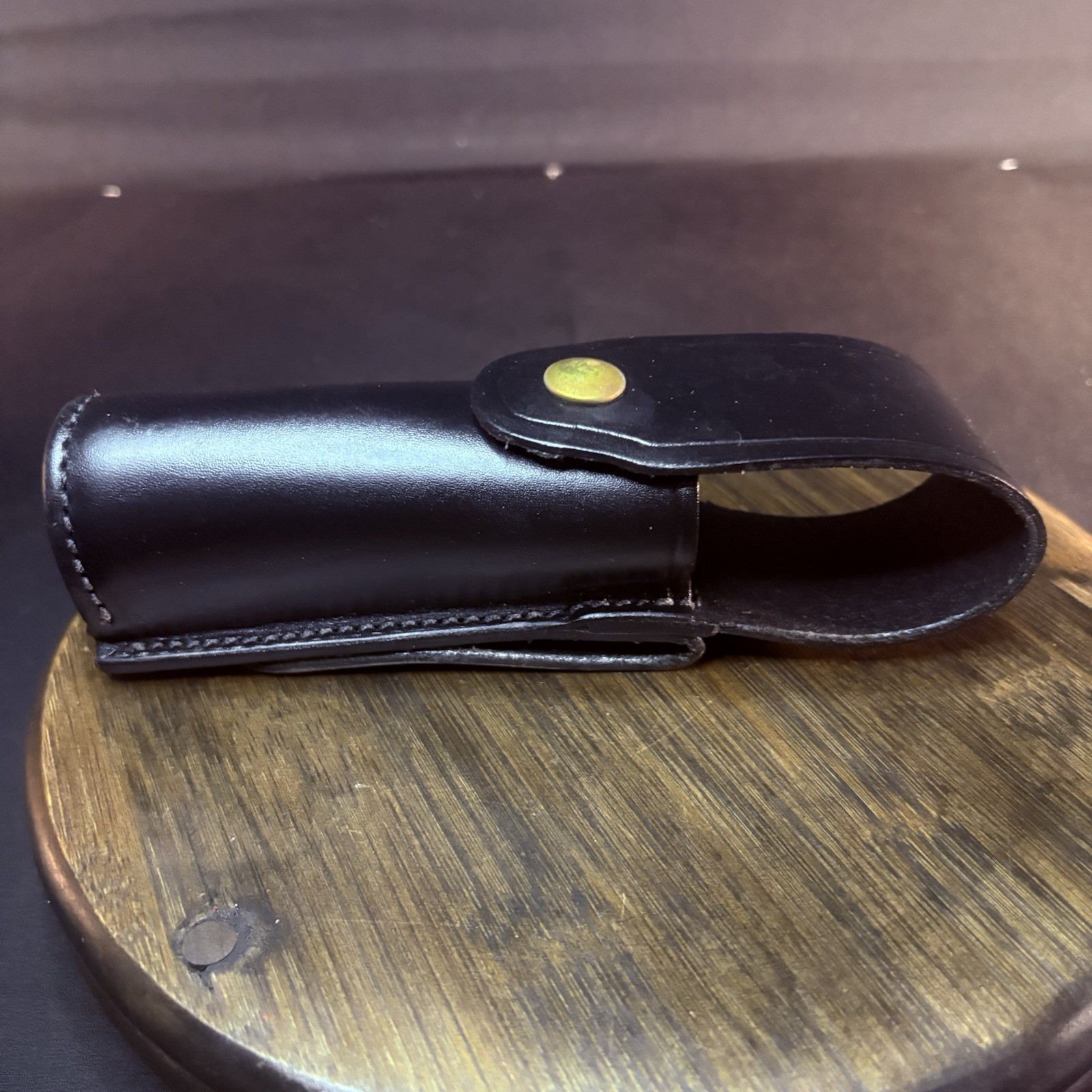 Bianchi 36A Mace / Pepper Spray Pouch MKIII Plain Black Leather Brass Snap