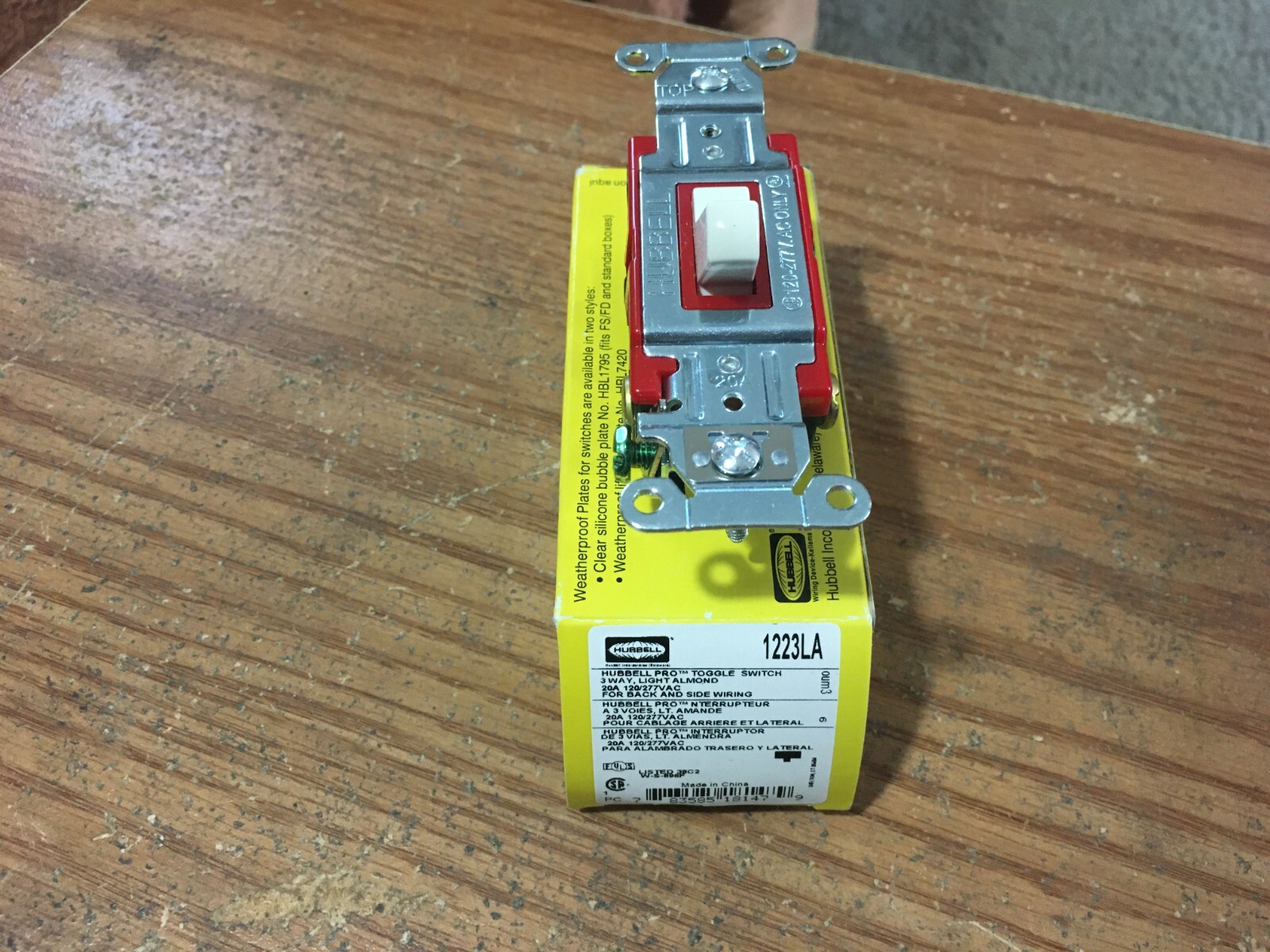 Back and Side Wired Toggle Switch 20A 120 / 277 AC 3-Way Light Almond