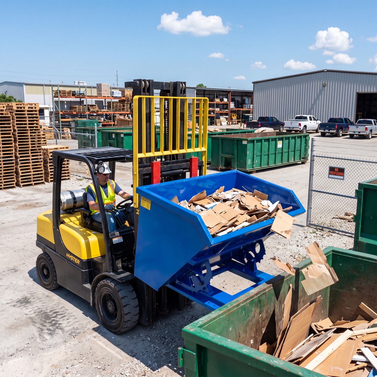 1.5 CY Self Dumping Trash Hopper Dumpster for Forklift/Skid Steer | 6000LB Load