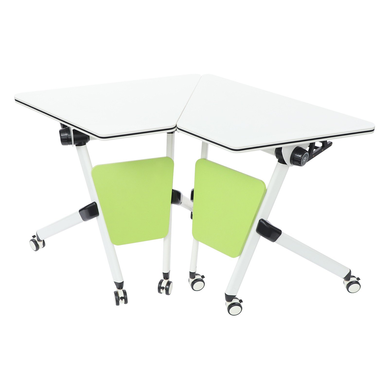 Modern Modular Folding Conference Table, Flip Top Training Desk with Wheels