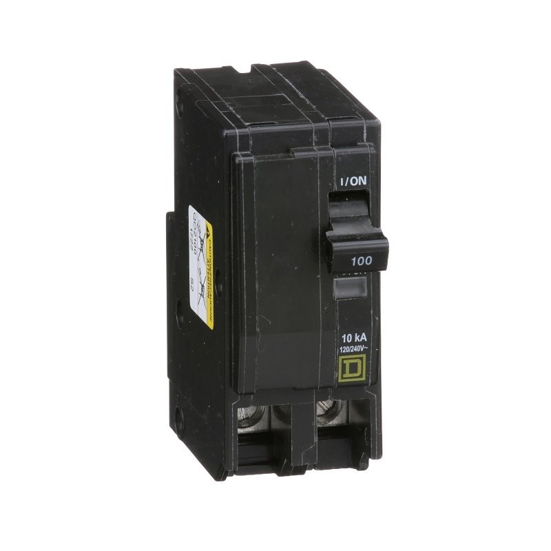 Square D QO QO2100CP Circuit Breaker, Mini, 100 A, 2 -Pole, 120/240 VAC, 48 VDC,