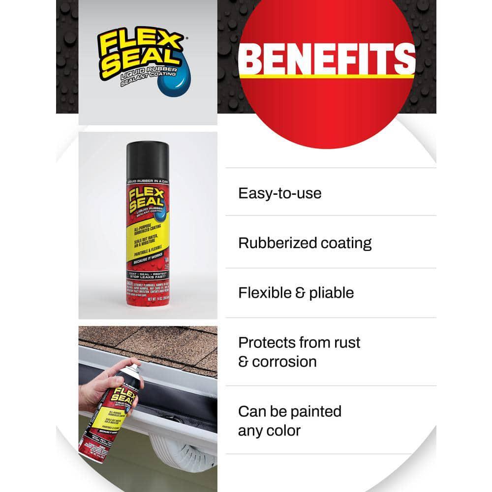 Flex Seal Clear 14 oz. Aerosol Liquid Rubber Sealant Coating Sealing Cracks
