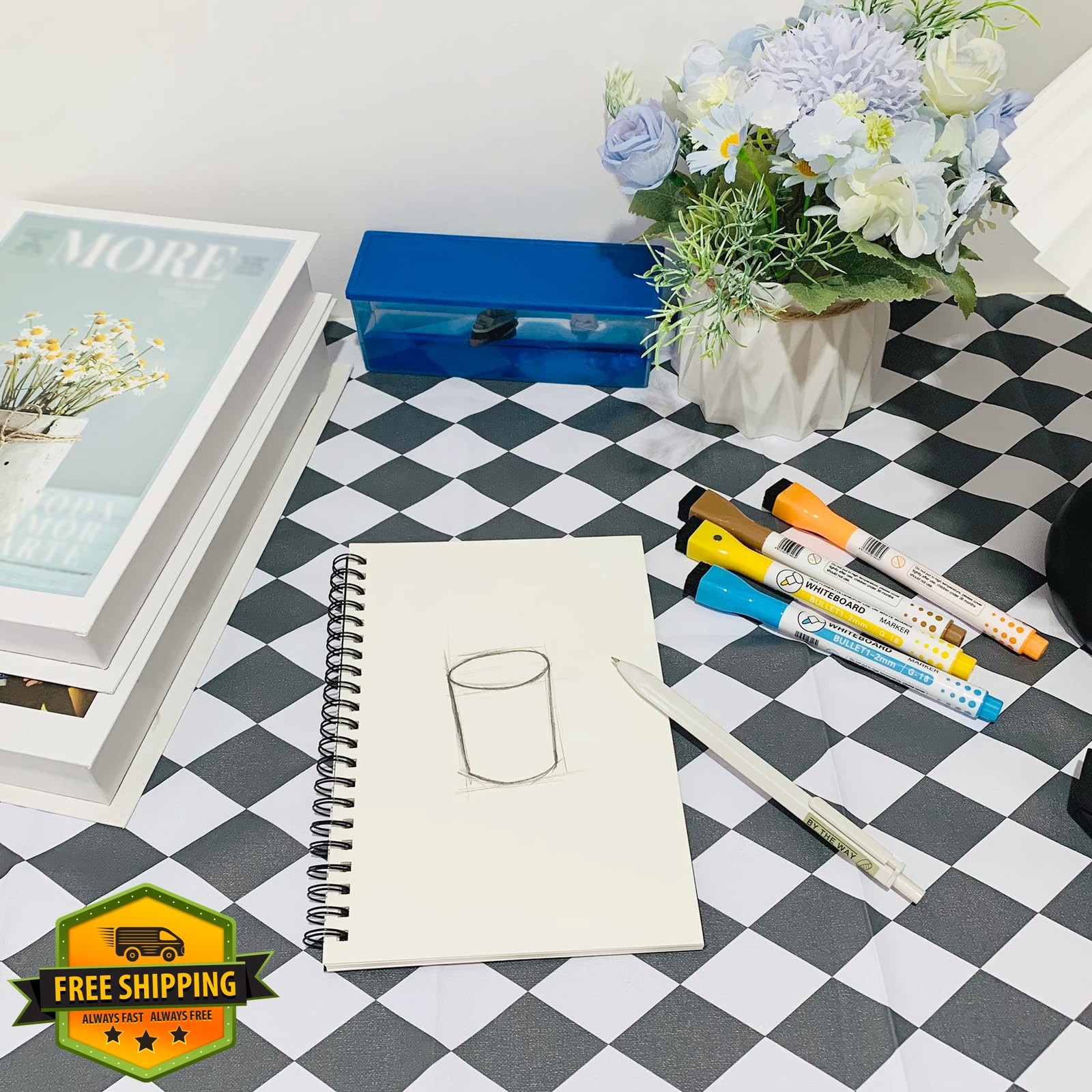 DSTELIN Blank Spiral Notebook 2-Pack Soft Cover Sketch 7.5×5.1