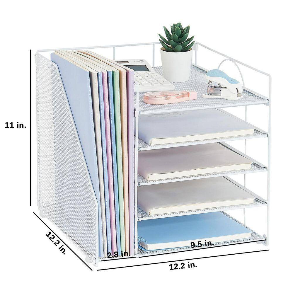 White 12.2 In. X 11 In. Metal Desk Organizers with File Holder