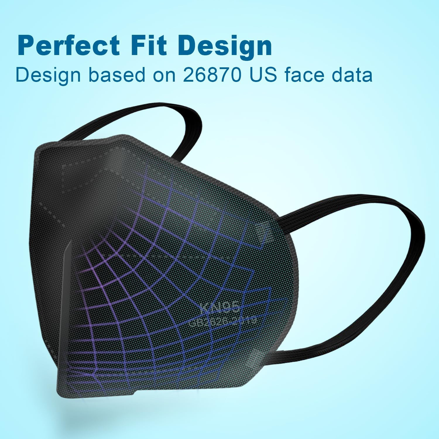 KN95 Face Mask Black, 50 Pack – 5-Layer Protective Masks, GB2626-2019 Certifi…