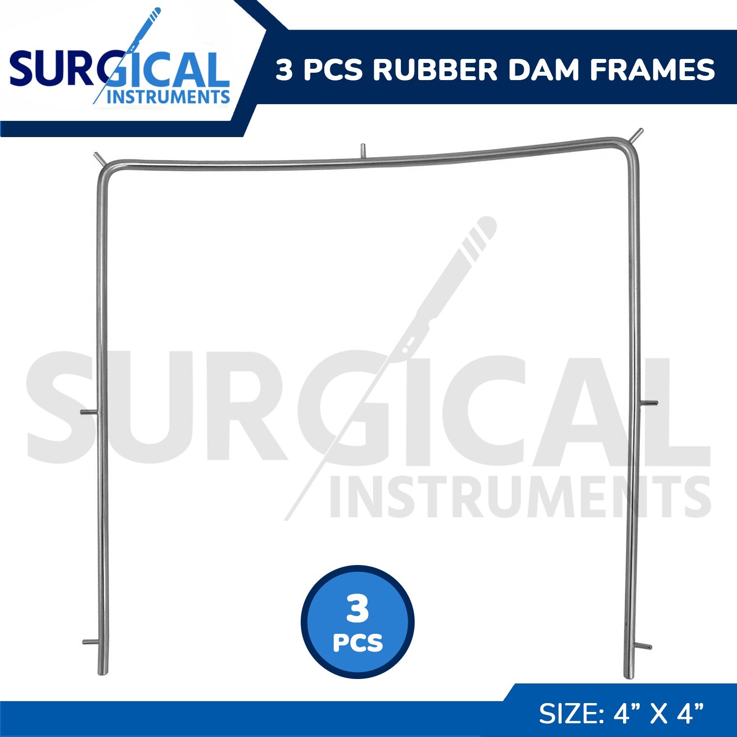 3 Pcs Rubber Dam Frames Small (4 X 4) Endodontic Root Dental Instrument German G