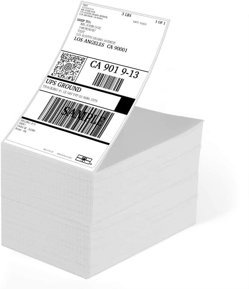 4″ X 6″ Fanfold Direct Thermal Labels, White Perforated Permanent-Adhesive Shipp