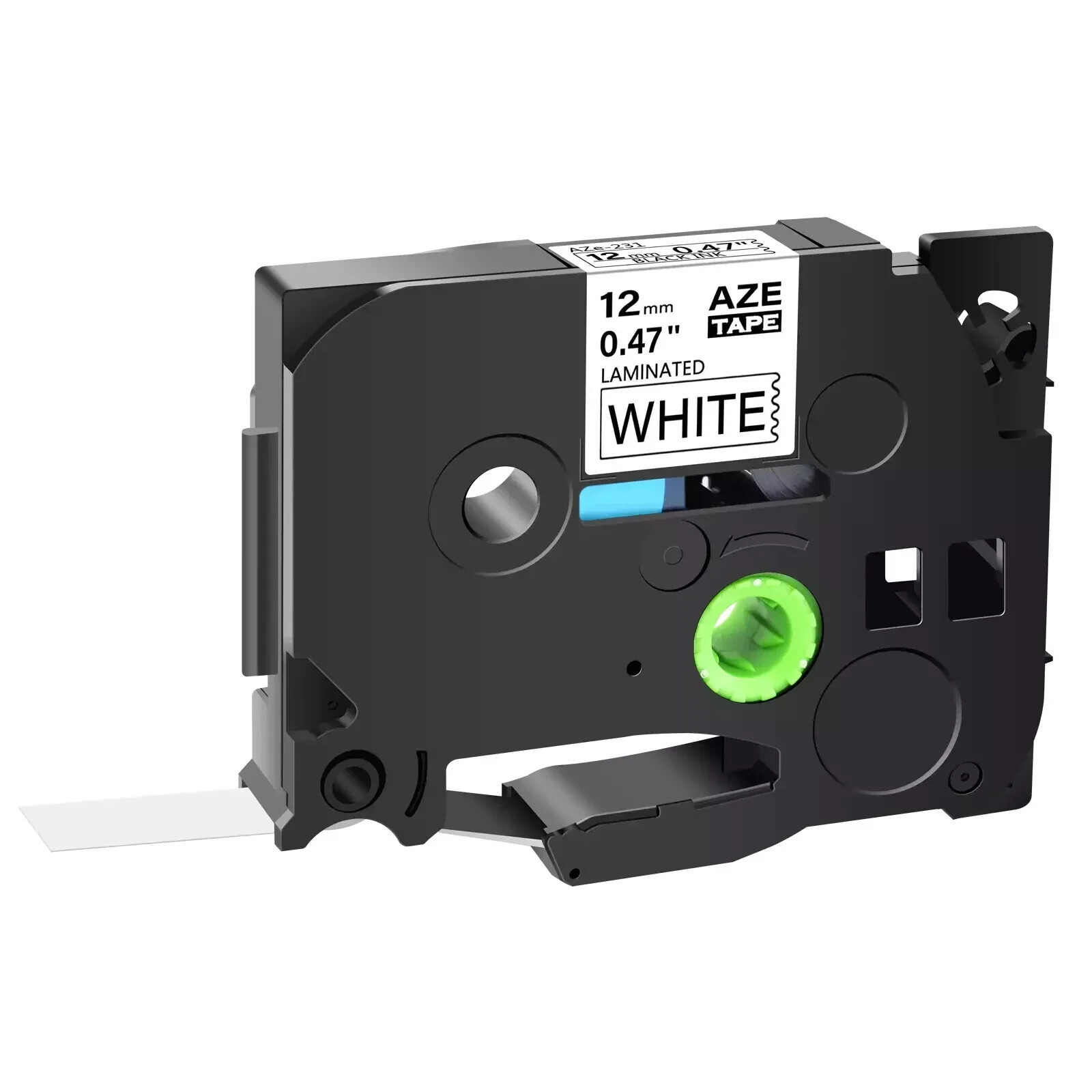 12mm 0.47″ Black on White Label Tape Fits Brother P-Touch PT-H110 TZ231 TZe231