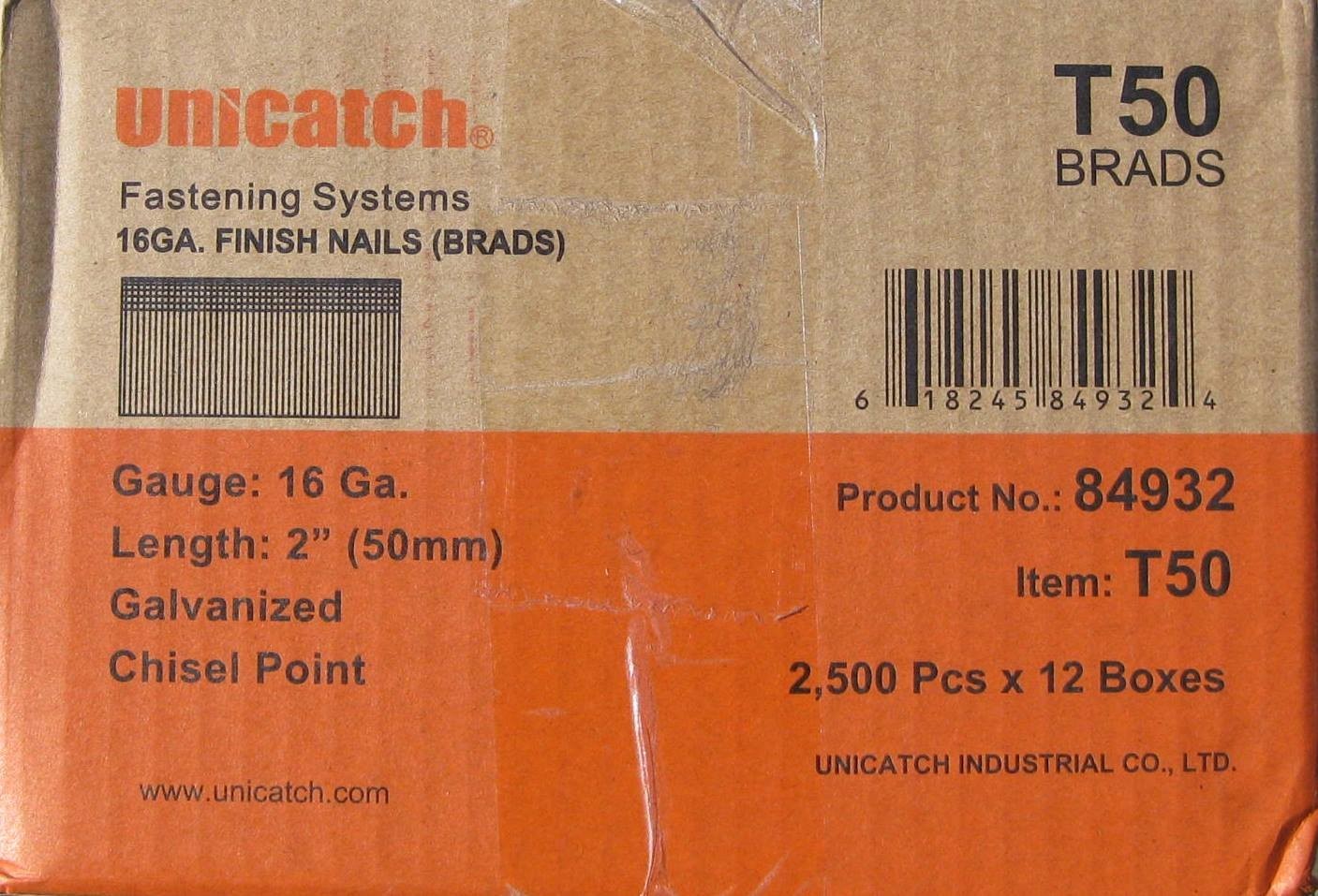 16 Gauge Finish Brad Nails 2″ Inch (2,500ct) Case of 12 Boxes (30,000 ct TOTAL)
