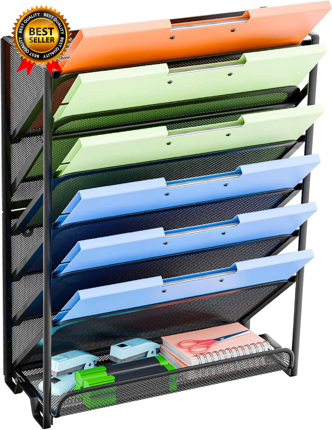 Wall File Organizer, Mesh 7-Tier Vertical Hanging File Holder