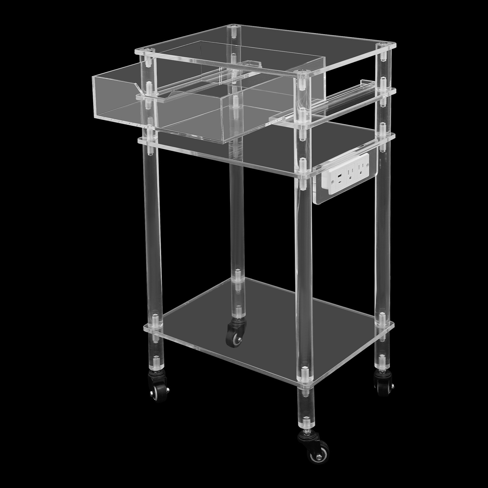 Acrylic Printer Stand Printer Stand W Wheels&Us Standard Plug Office Furniture