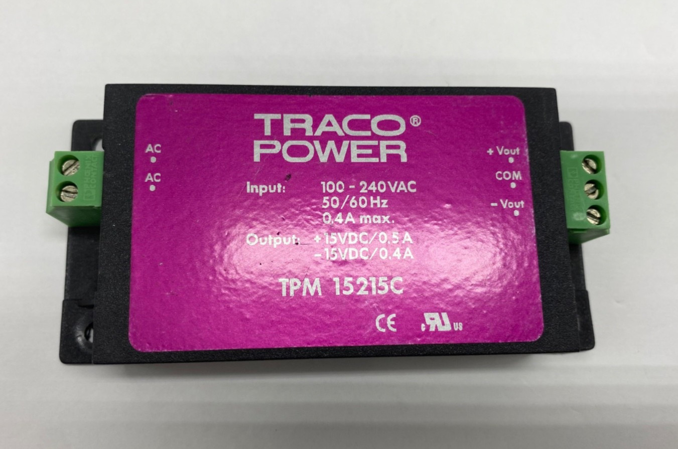 TracoPower switching encapsulated power supply TPM15215C +/- 15vdc output
