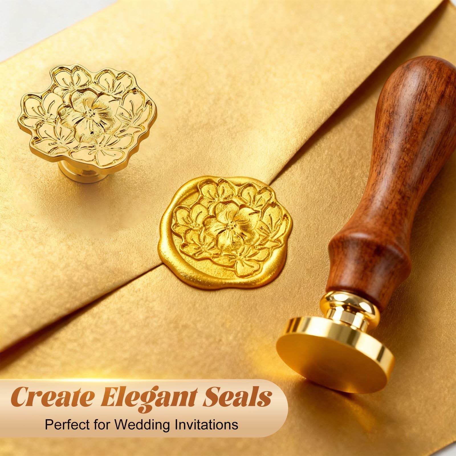 Vintage Wax Seal Stamp Sealing Stamps with Wooden Handle for Wedding Invitations