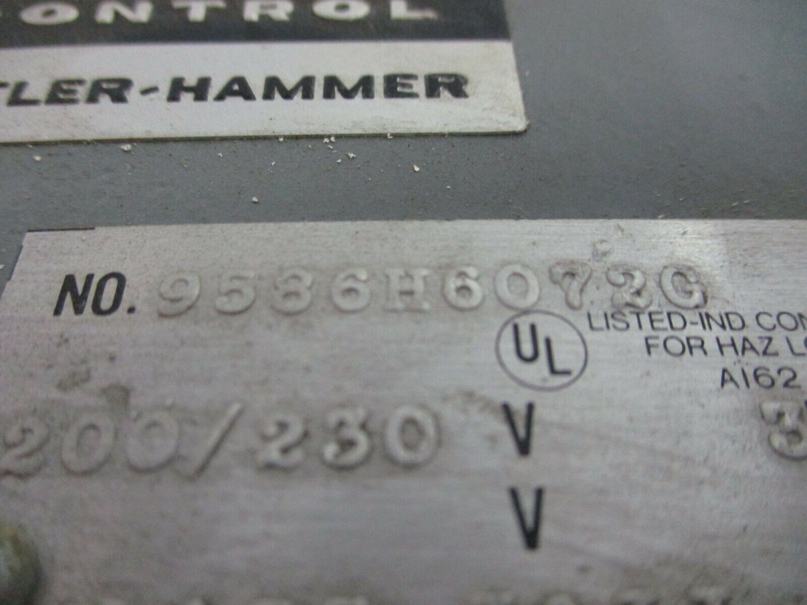 Cutler-Hammer Explosion Proof Starter 9586H6072G 3HP 200/230V 3ph 3W 50/60Hz