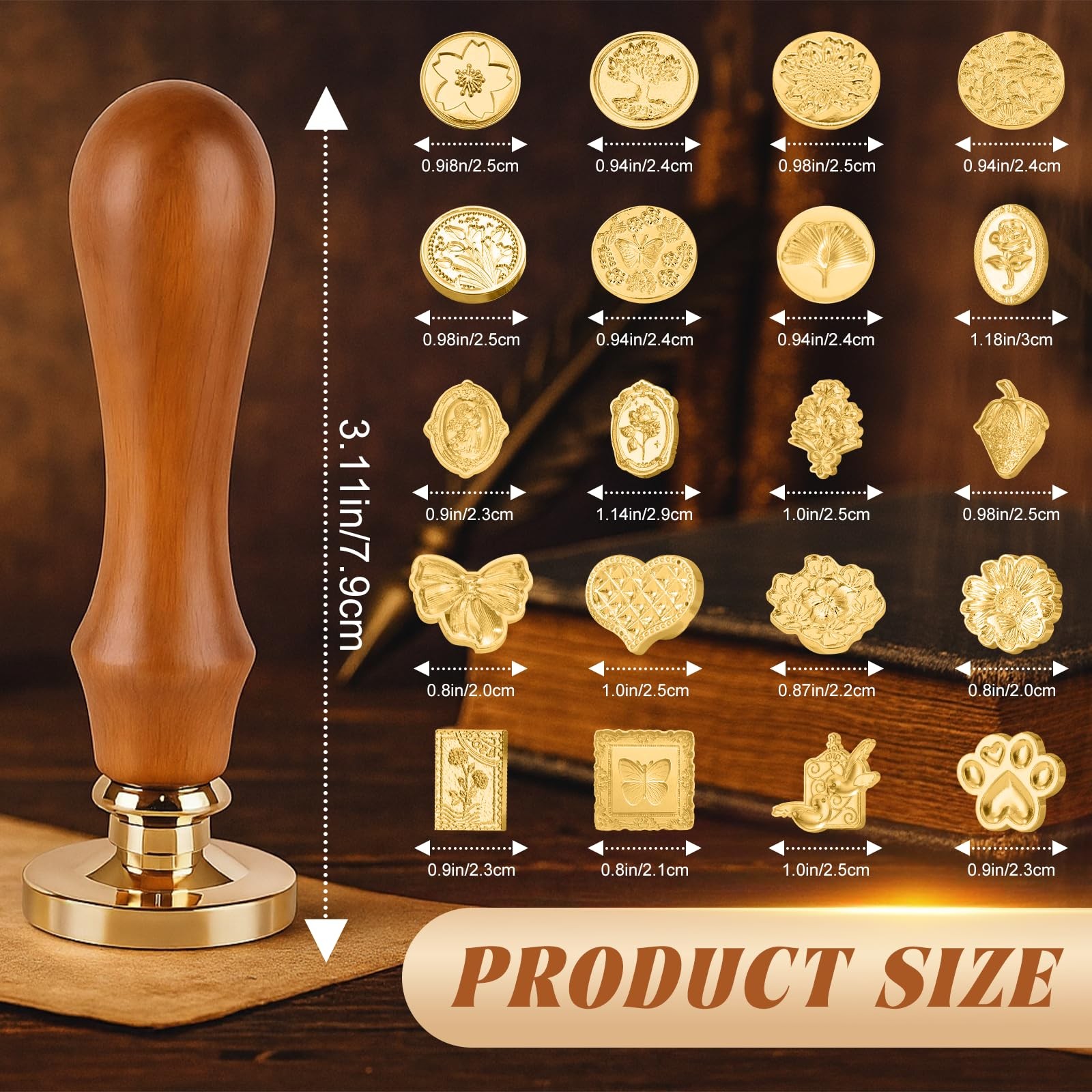 Vintage Wax Seal Stamp Sealing Stamps with Wooden Handle for Wedding Invitations