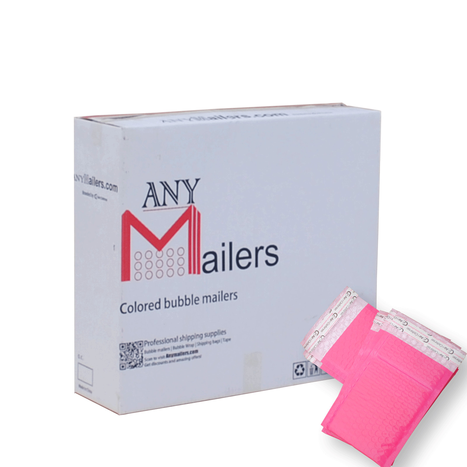 AirnDefense 2000 #000 4X8″ Pink Poly Bubble Mailers Shipping Padded Envelope