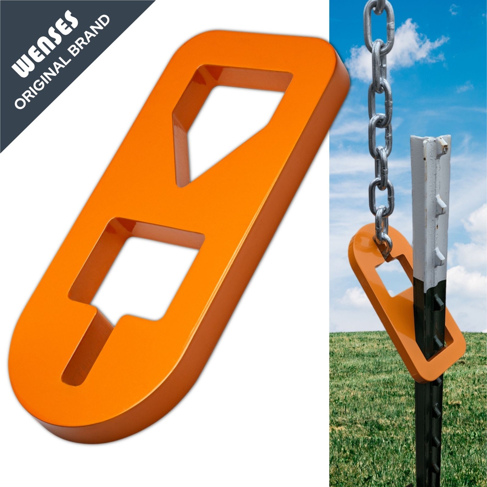 Wenses Original T-Post Puller Plate Tool, Heavy Duty Steel with Orange Coating