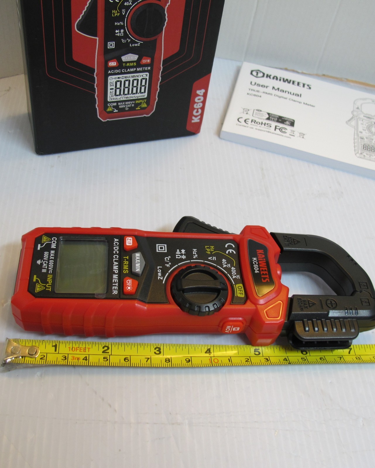 KAIWEETS Digital Clamp Meter Multimeter with D-Shaped Jaw for AC/DC Current & Vo