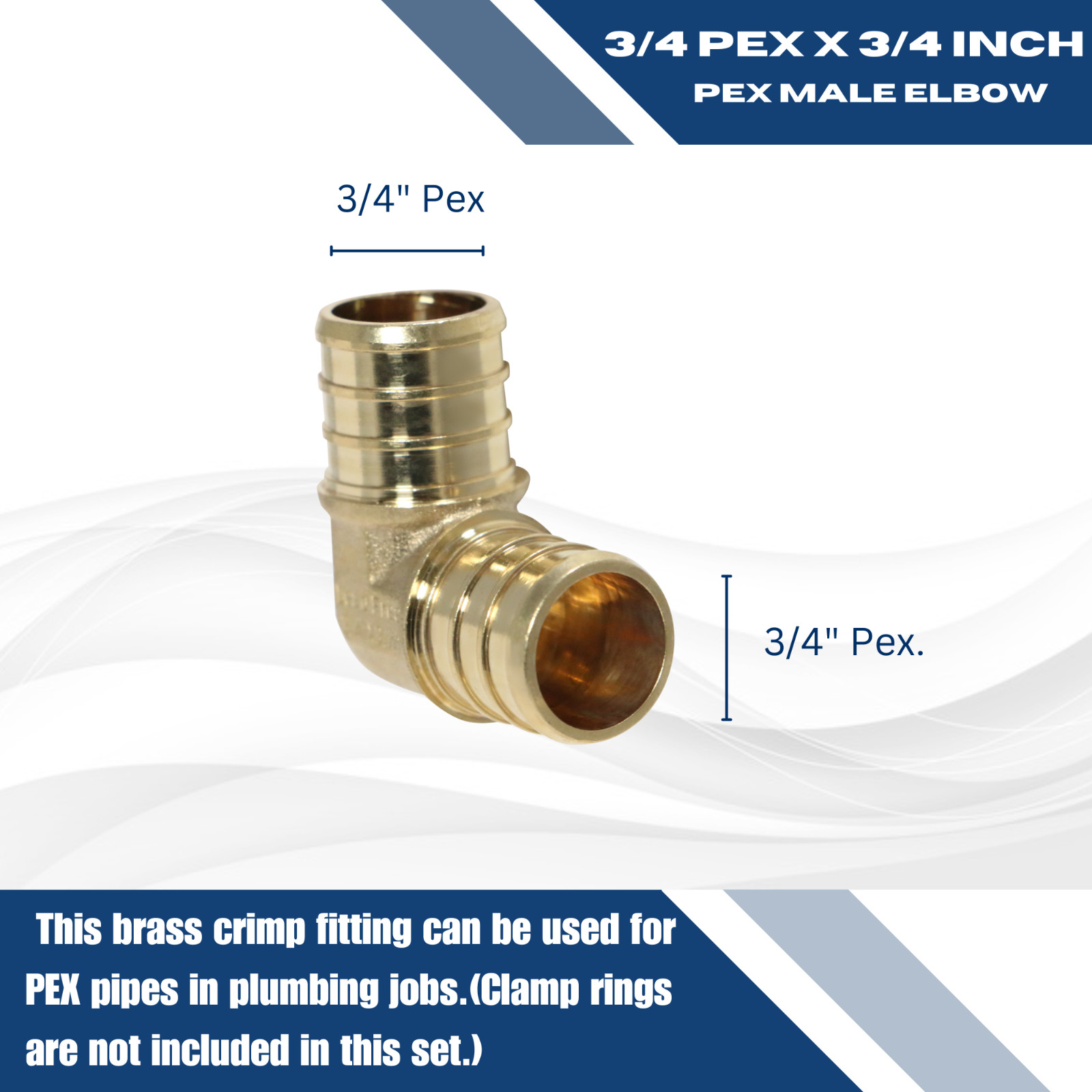 100 PIECES 3/4″ PEX ELBOW – BRASS CRIMP FITTINGS (LEAD-FREE)