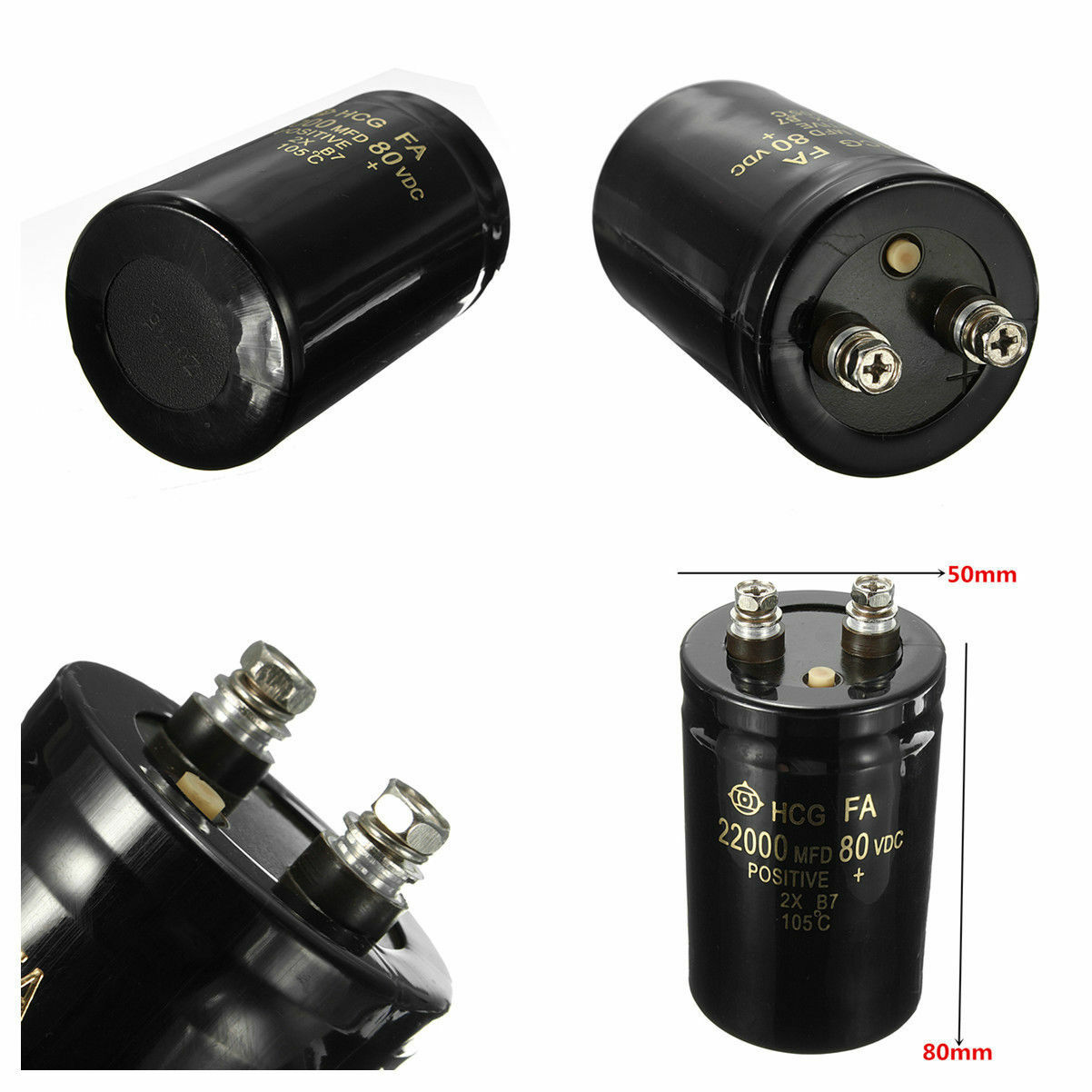 80V 22000UF/MFD Audio Aluminium Electrolytic Capacitor 105℃ Range of Voltages