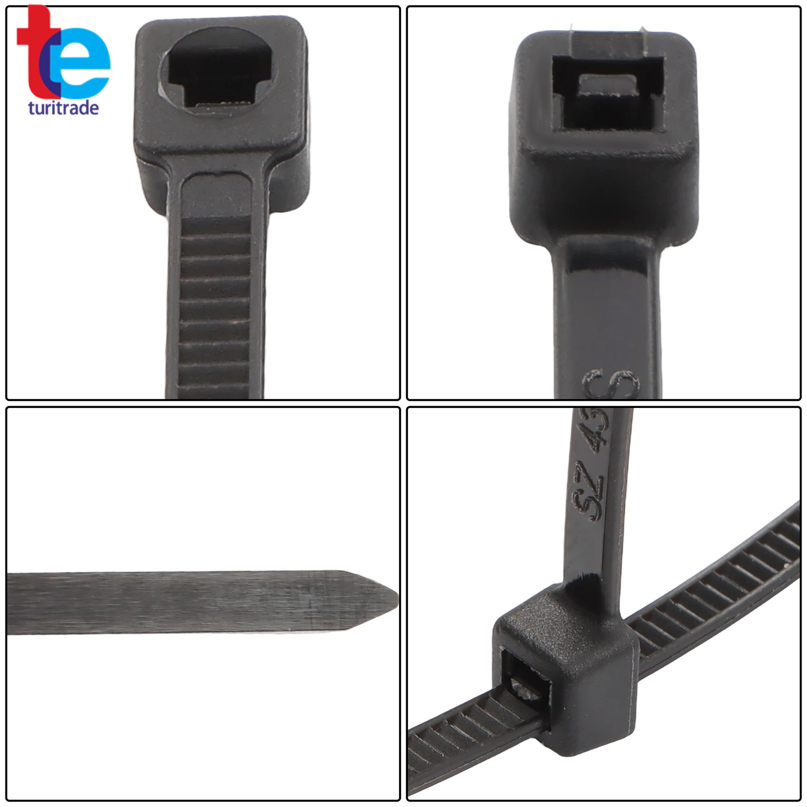 5000x 8″ Zip Ties 40lb Tensile Uv Black Heavy Duty Cable Ties 0.14″ Width