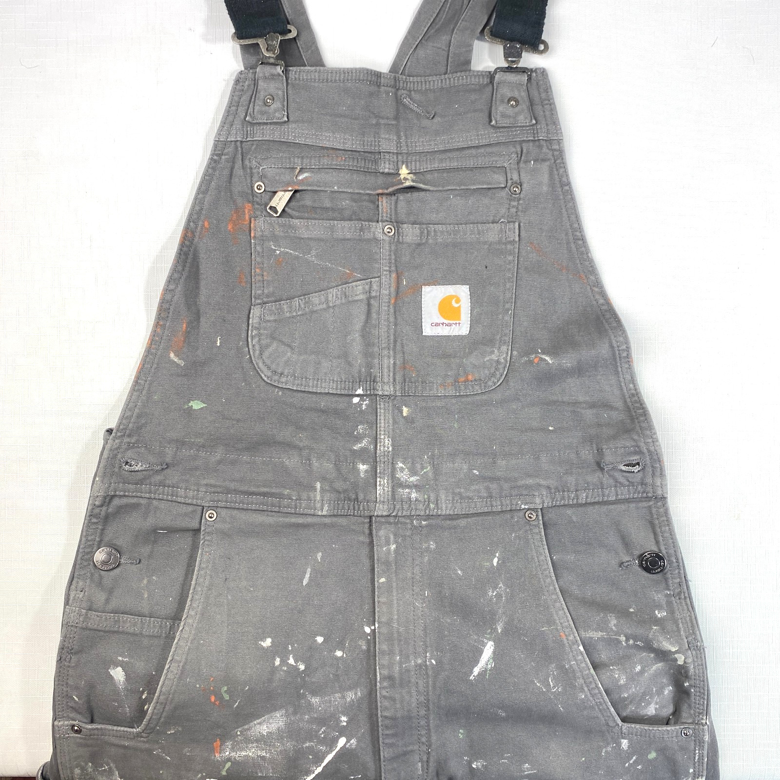 Carhartt Rugged Flex Relaxed Fit Canvas Bib Overall DISTRESSED! 102987 32×34