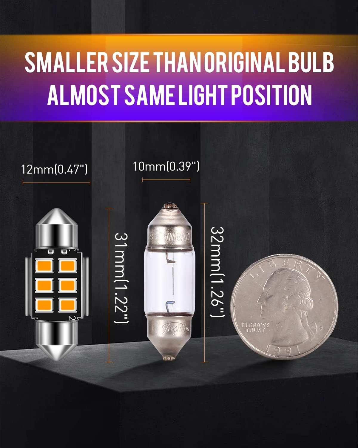 DE3021 DE3022 3175 LED Bulbs, Warm White 6-SMD 2835 Chipsets Color: Warm White