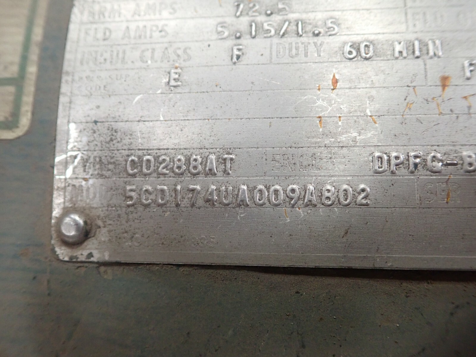 General Electric Kinamatic Spindle Shunt Motor 5CD174UA009A802 _ CD288AT