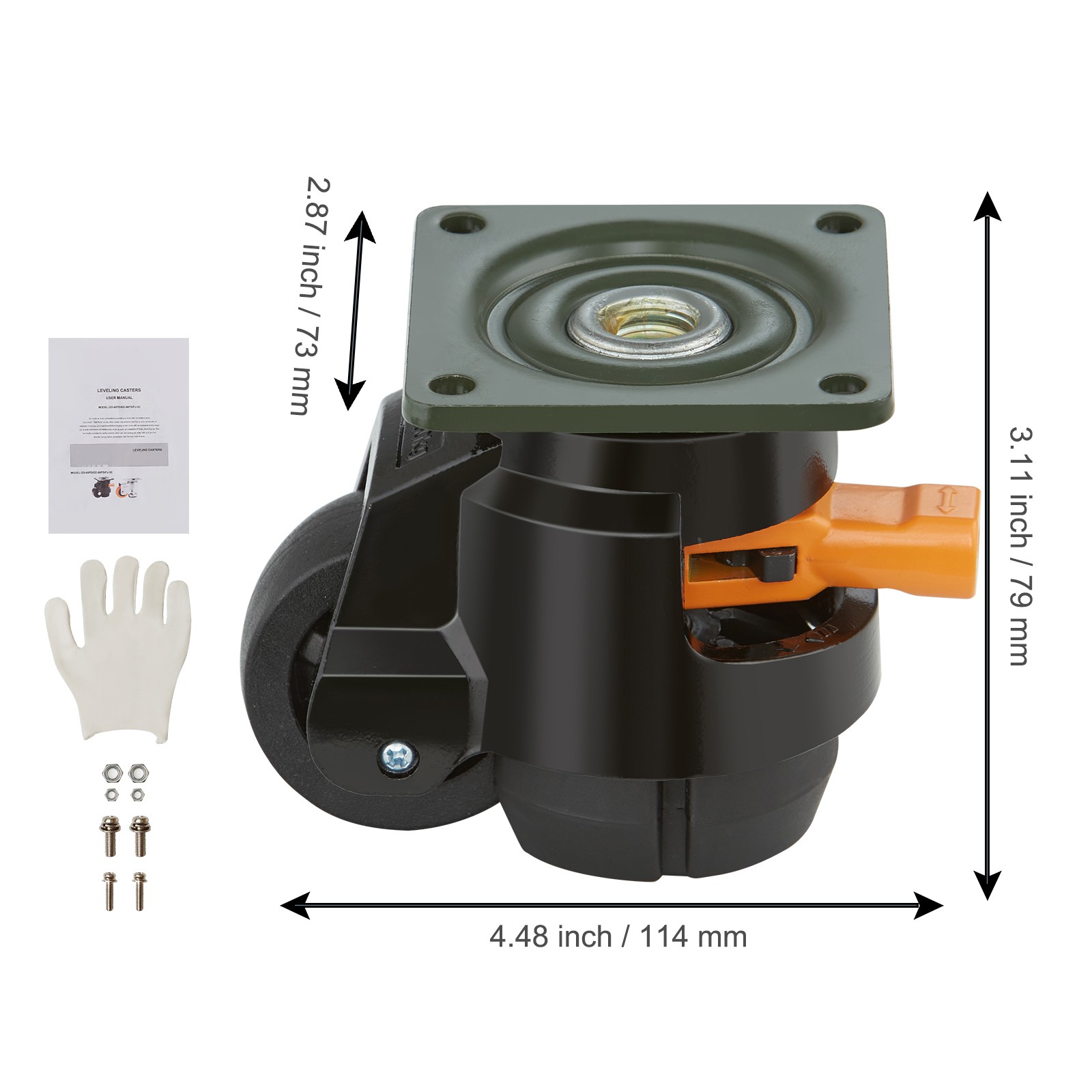 VEVOR Leveling Casters Adjustable Nylon Plate Mounted Caster 1100 lbs Set of 4