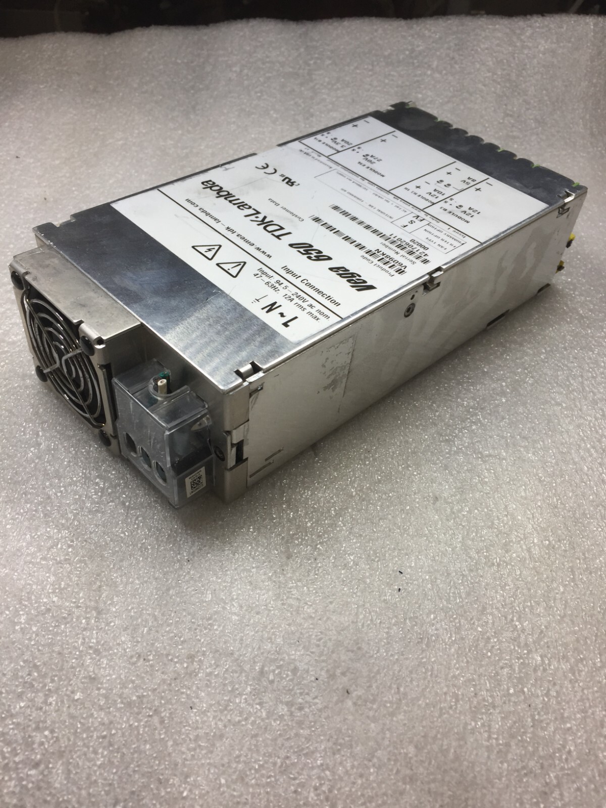 TDK-LAMBDA Vega 650 V6098KN 94.5-240V AC NOM 47-63Hz 12A FREE SHIPPING