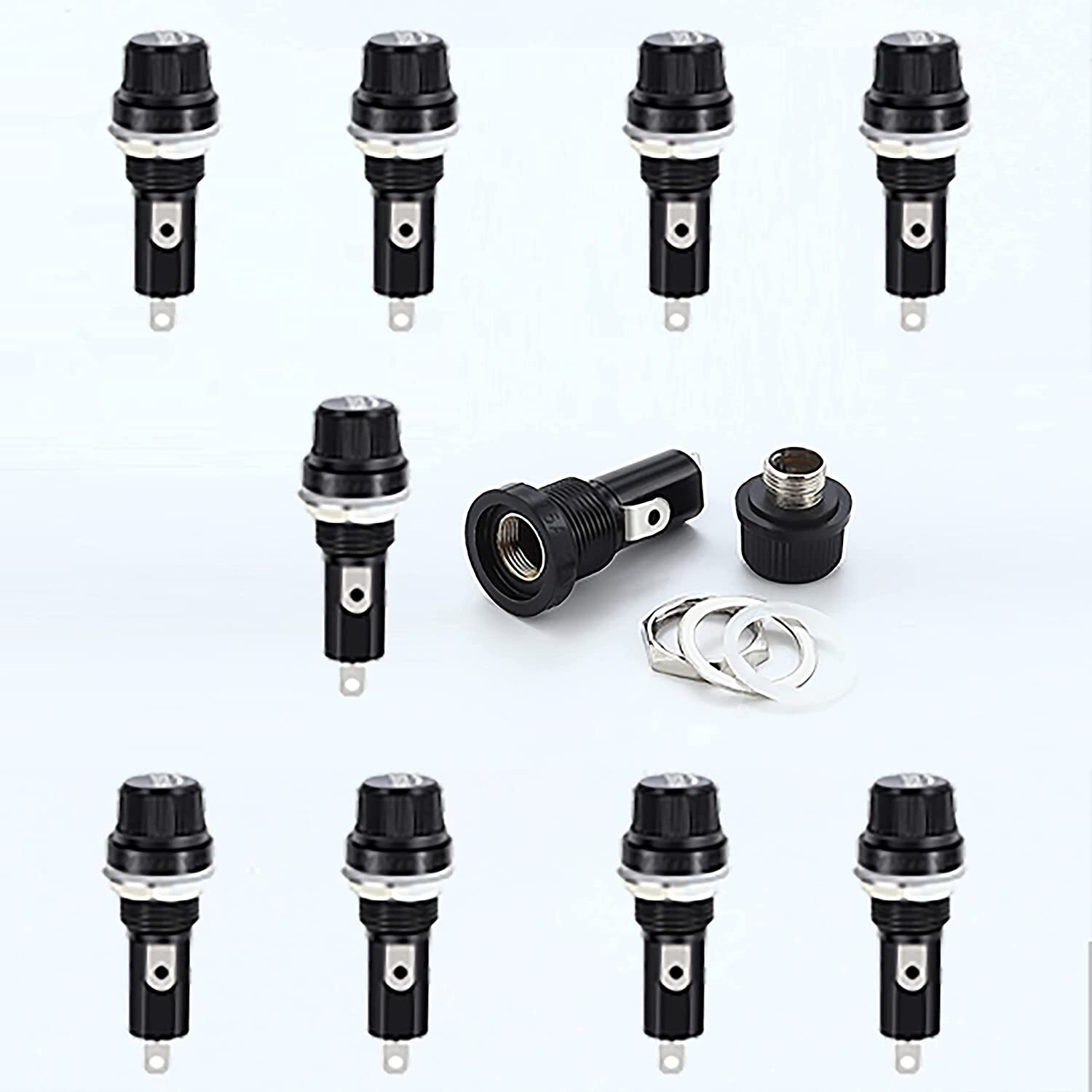 Panel Mount Screw Cap Fuse Holder Case for 6X30 MM Glass Tube FUSE – 10 Pack