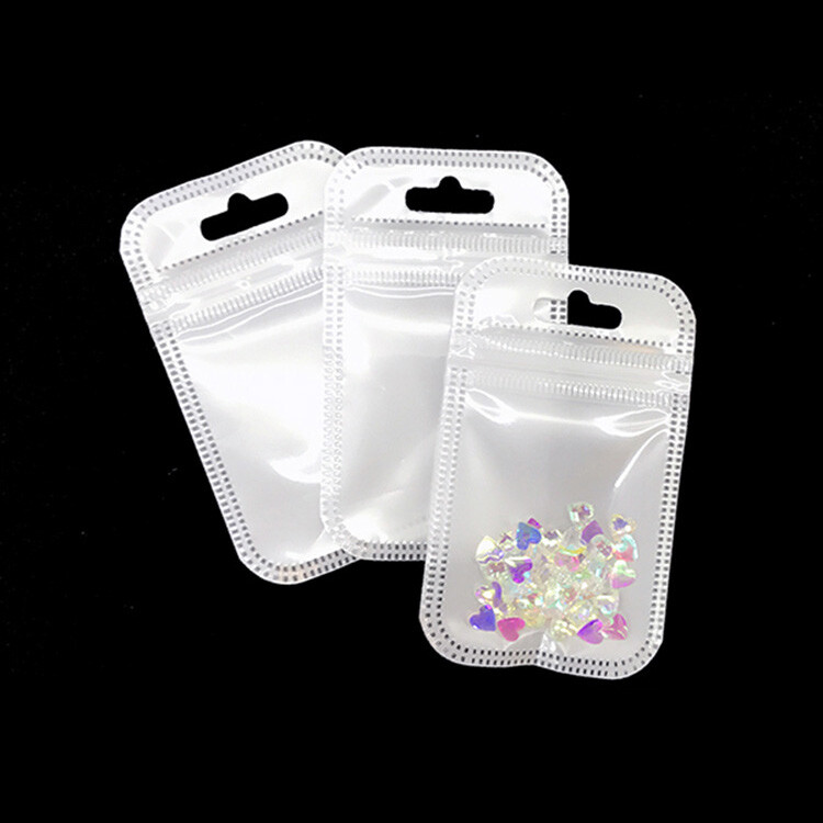 200 Clear and White Reclosable Plastic Poly Bags Zip Seal Hang Hole 2.36 MIL